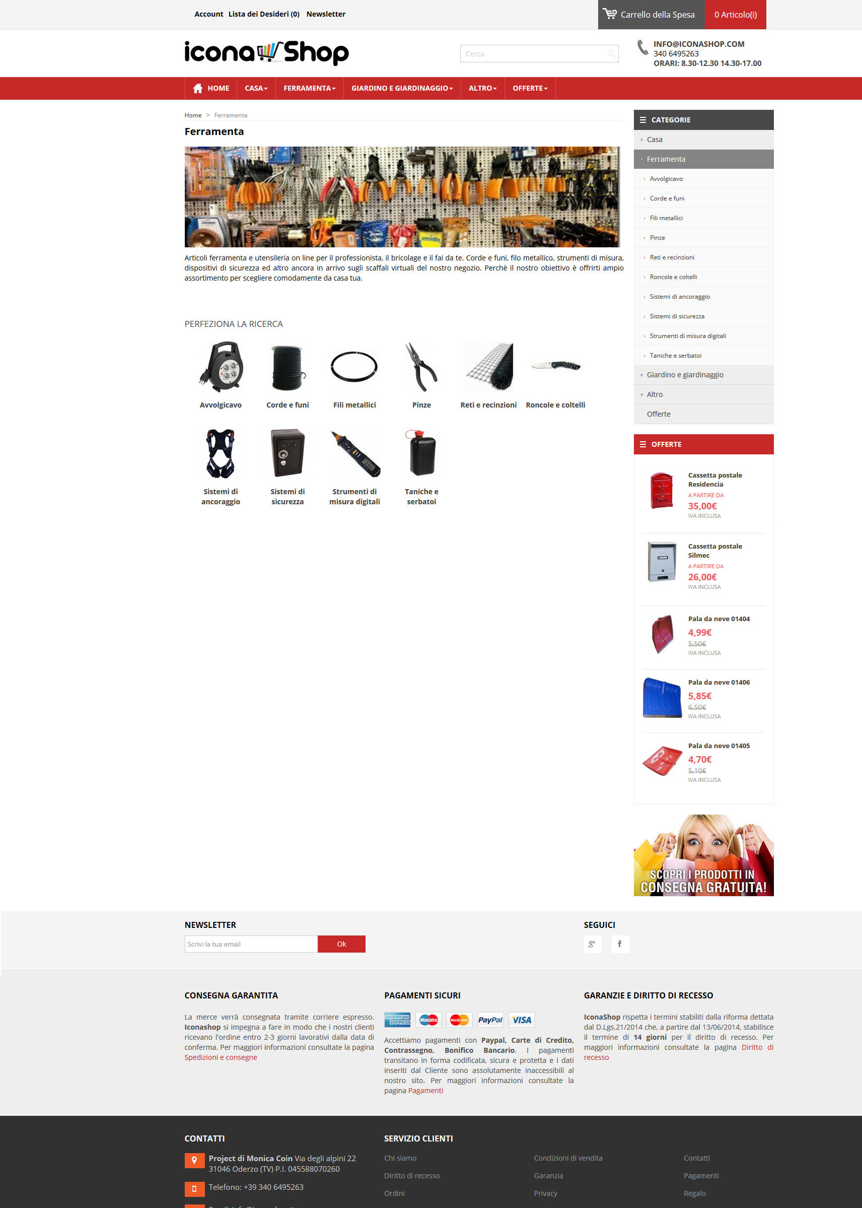 E-commerce di ferramenta e utensileria